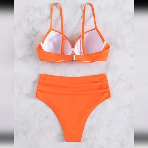 Women Solid Color Push Up Bikini Set With Separated Bra And Swimsuit Briefs - Picture 4 of 6